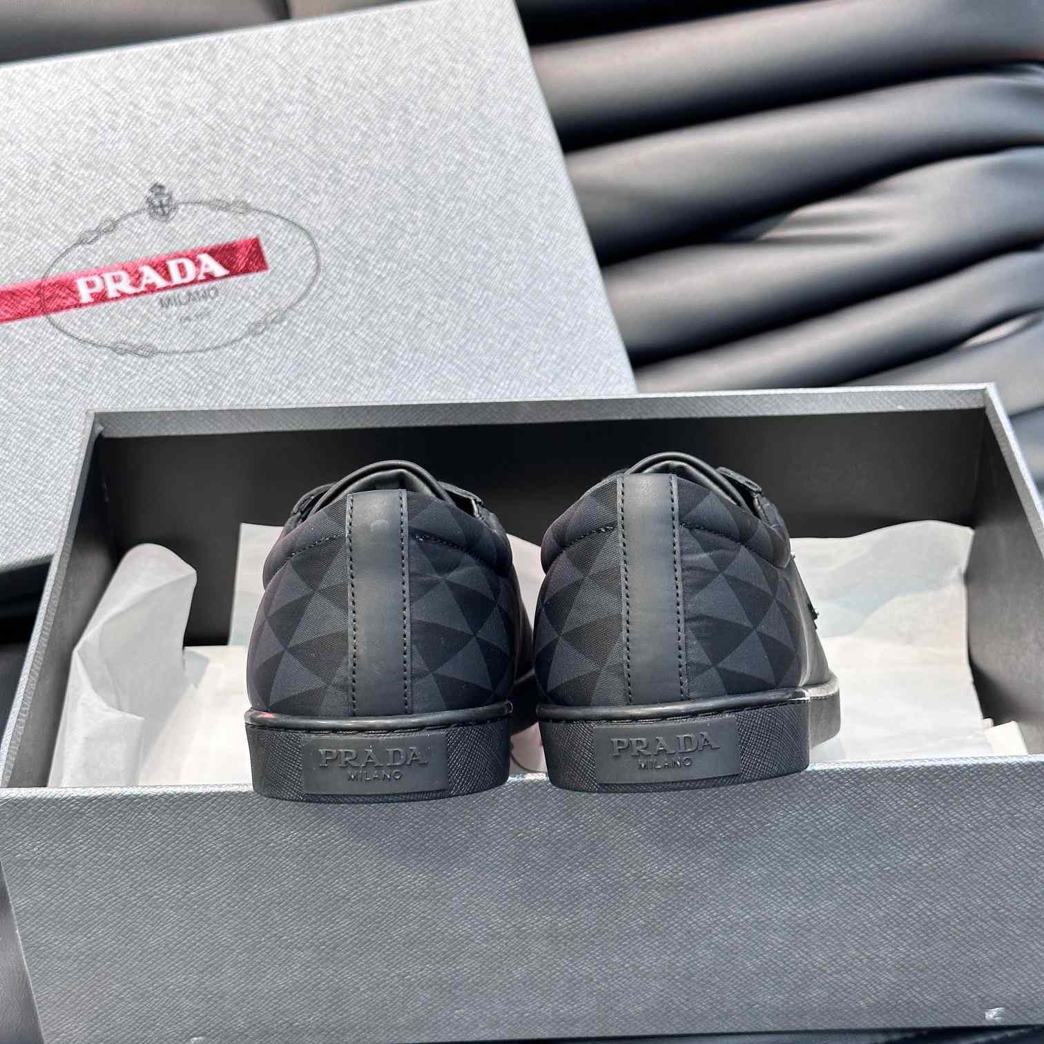 Prada Leather And Re-Nylon Sneakers - DopestKickz