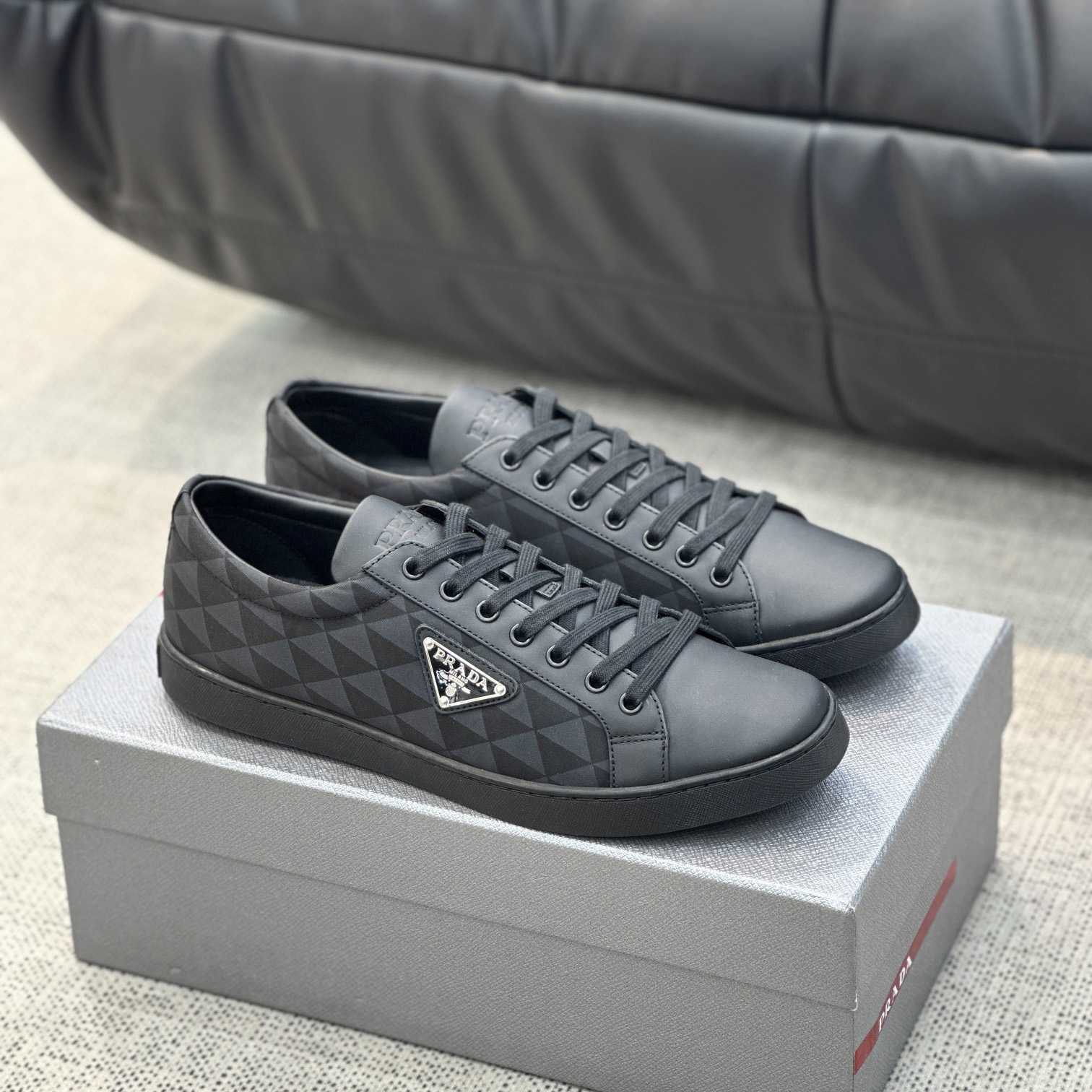 Prada Leather And Re-Nylon Sneakers - DopestKickz