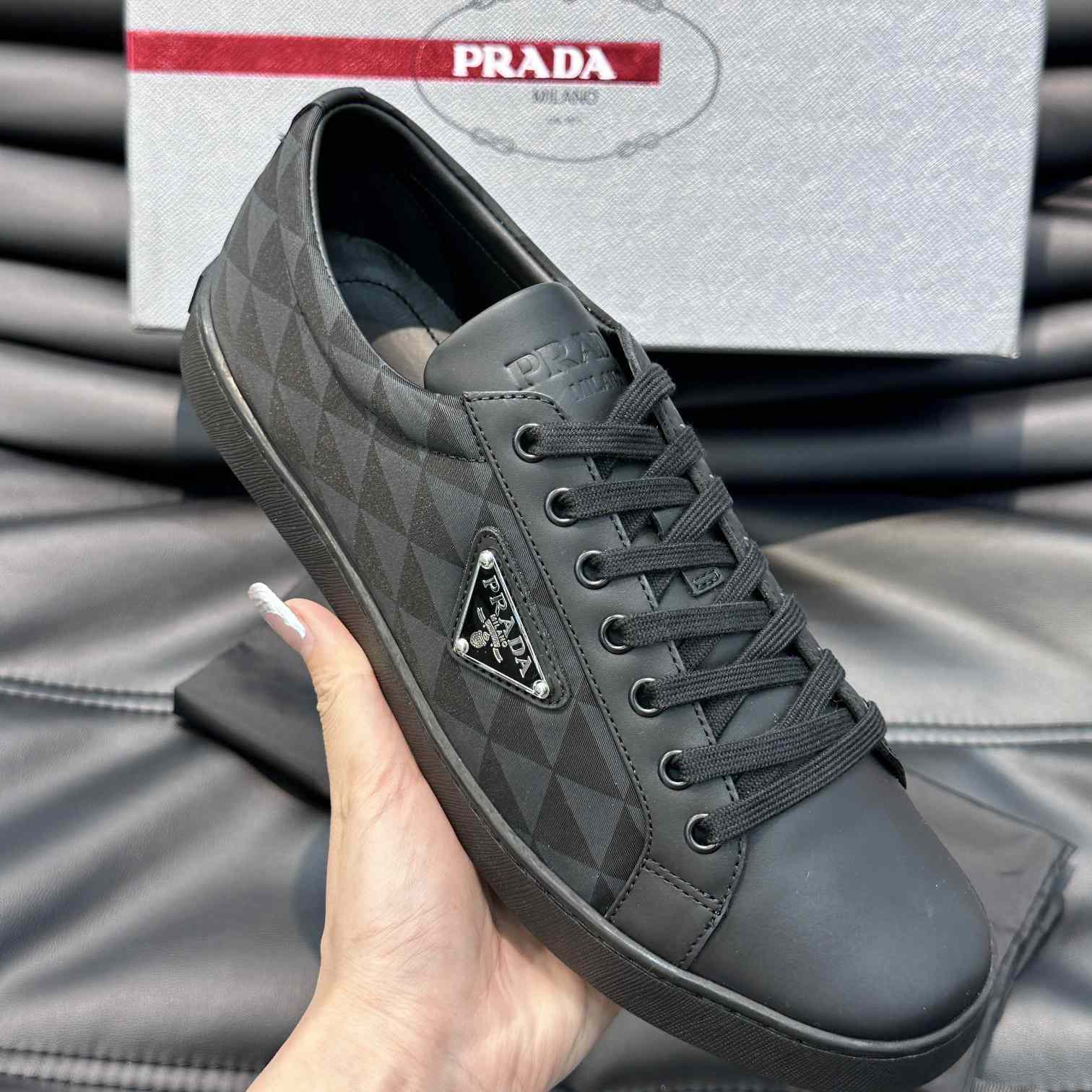 Prada Leather And Re-Nylon Sneakers - DopestKickz