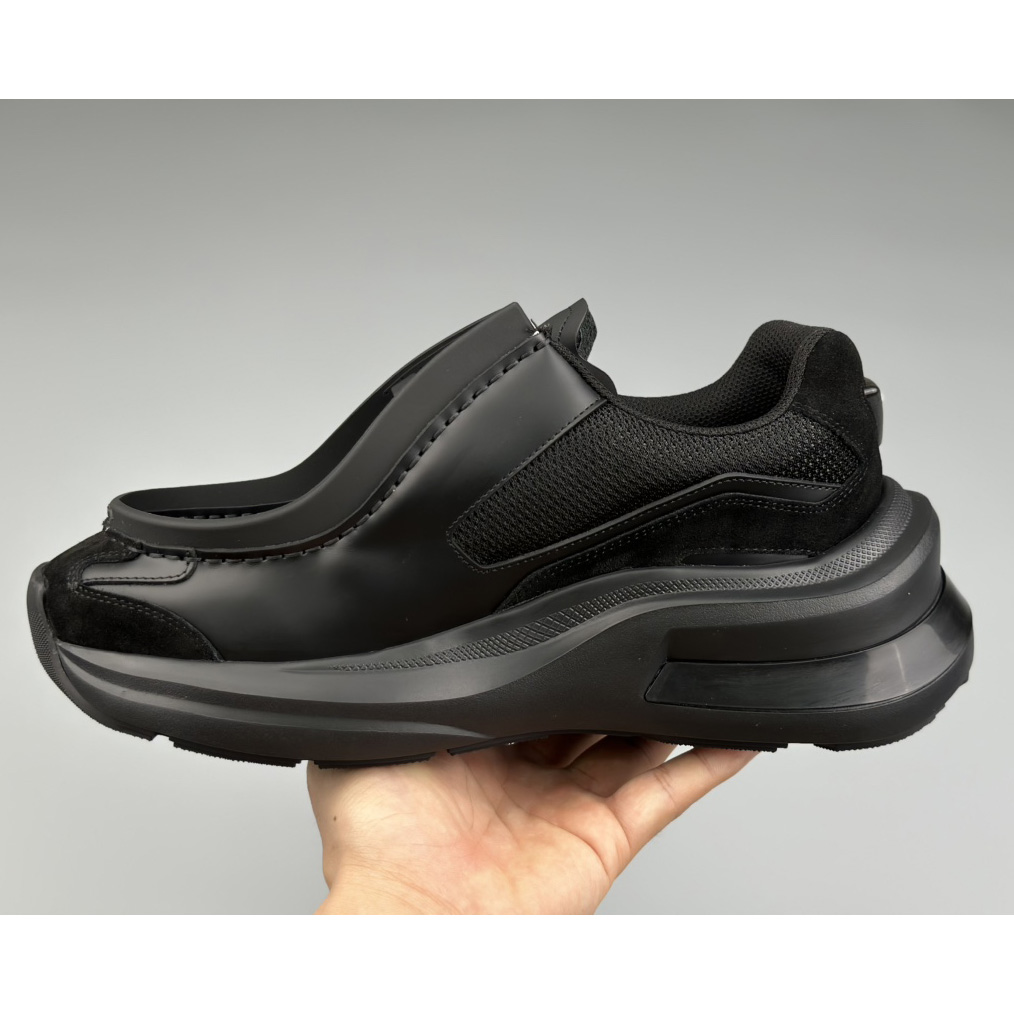 Prada Systeme Brushed Leather Sneakers With Bike Fabric And Suede Elements - DopestKickz