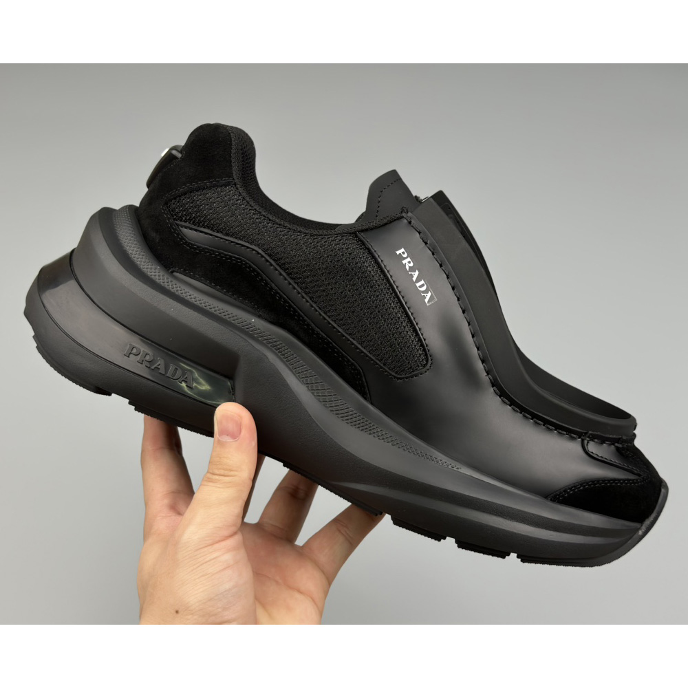 Prada Systeme Brushed Leather Sneakers With Bike Fabric And Suede Elements - DopestKickz