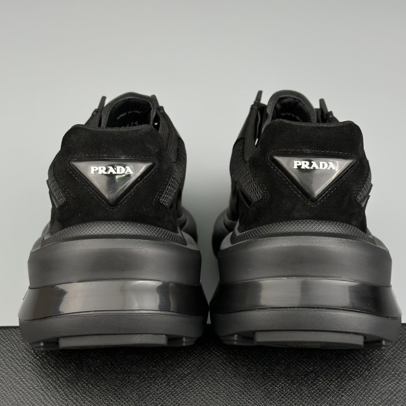 Prada Systeme Brushed Leather Sneakers With Bike Fabric And Suede Elements - DopestKickz