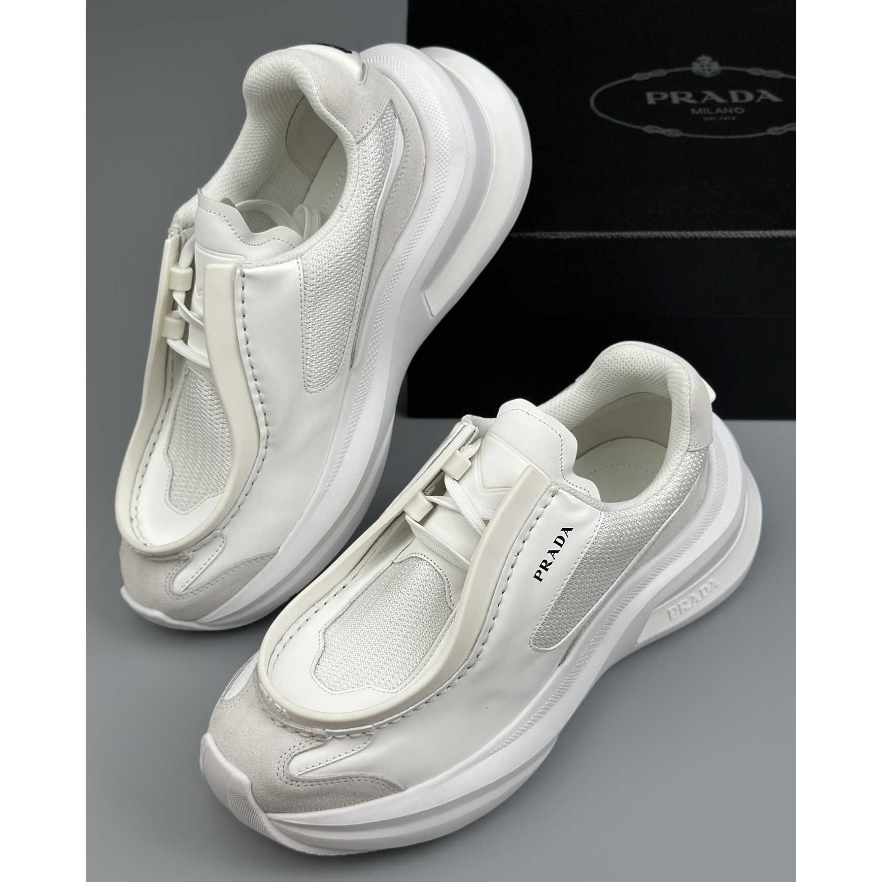 Prada Systeme Brushed Leather Sneakers With Bike Fabric And Suede Elements - DopestKickz