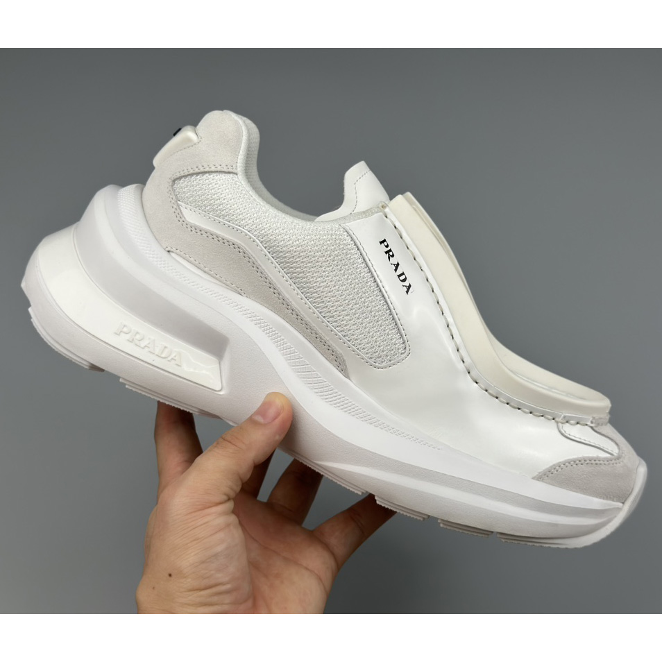 Prada Systeme Brushed Leather Sneakers With Bike Fabric And Suede Elements - DopestKickz