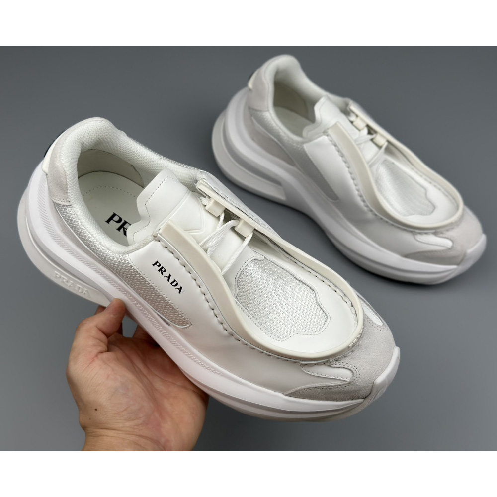 Prada Systeme Brushed Leather Sneakers With Bike Fabric And Suede Elements - DopestKickz