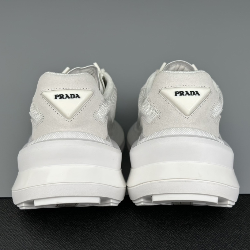 Prada Systeme Brushed Leather Sneakers With Bike Fabric And Suede Elements - DopestKickz