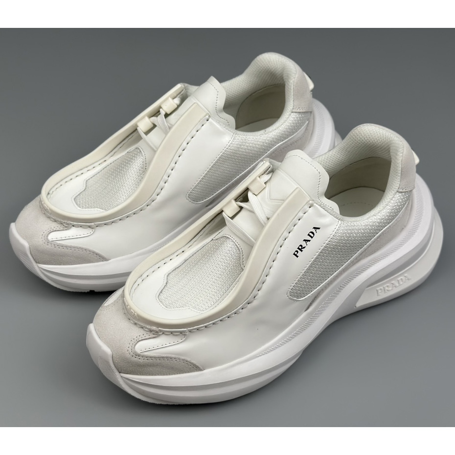Prada Systeme Brushed Leather Sneakers With Bike Fabric And Suede Elements - DopestKickz