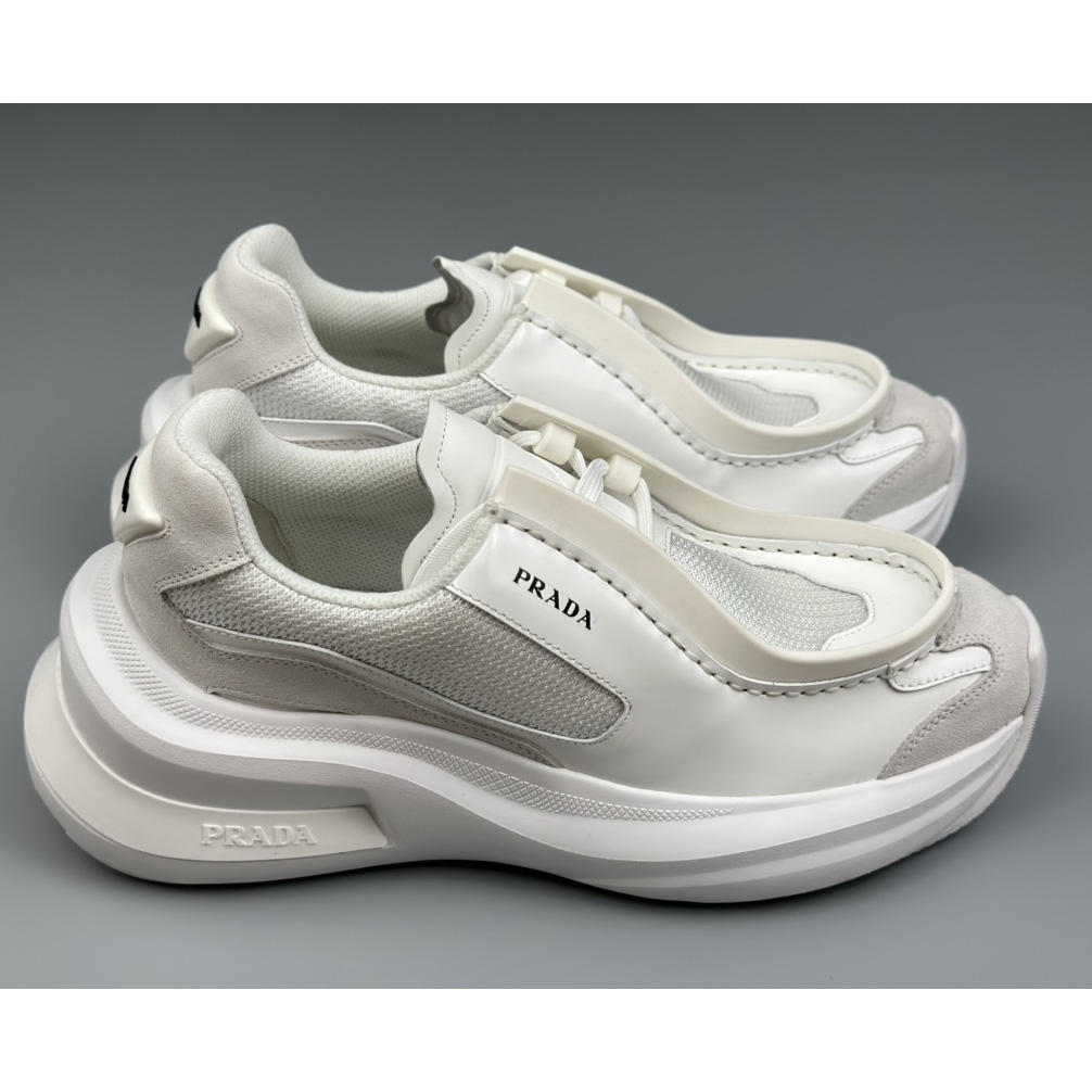 Prada Systeme Brushed Leather Sneakers With Bike Fabric And Suede Elements - DopestKickz