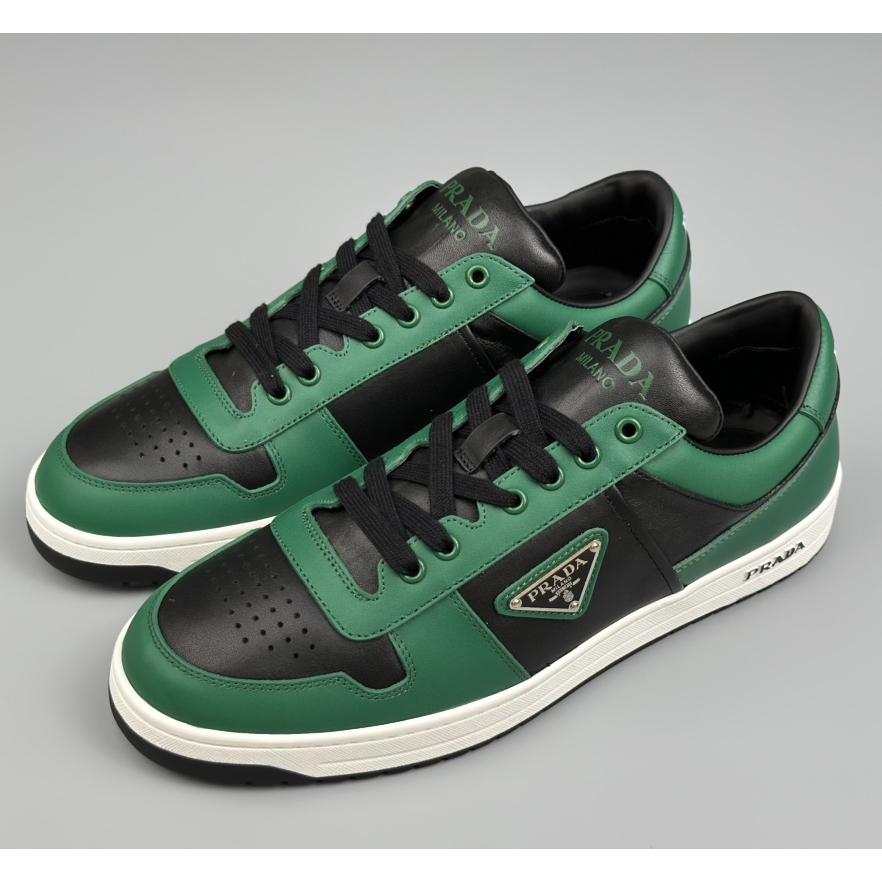 Prada Downtown Logo-plaque Leather Sneakers - DopestKickz