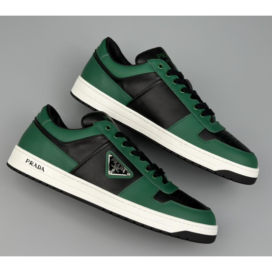Prada Downtown Logo-plaque Leather Sneakers - DopestKickz