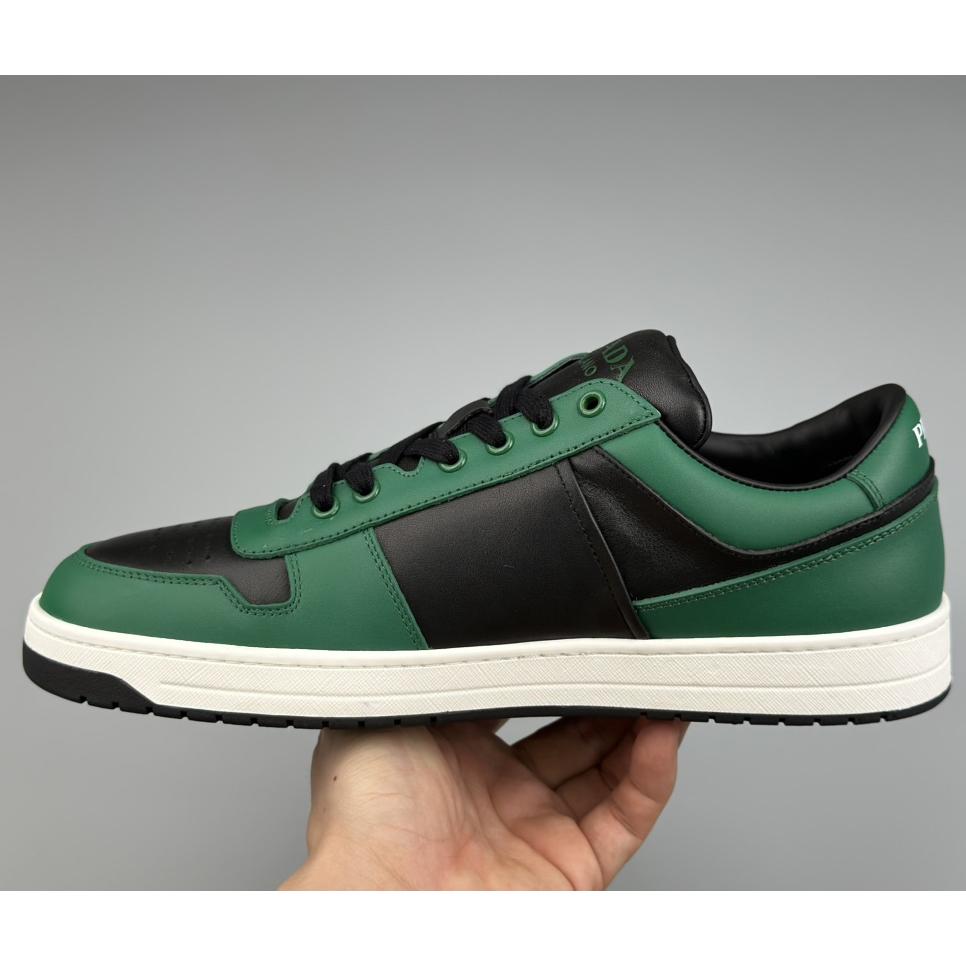 Prada Downtown Logo-plaque Leather Sneakers - DopestKickz