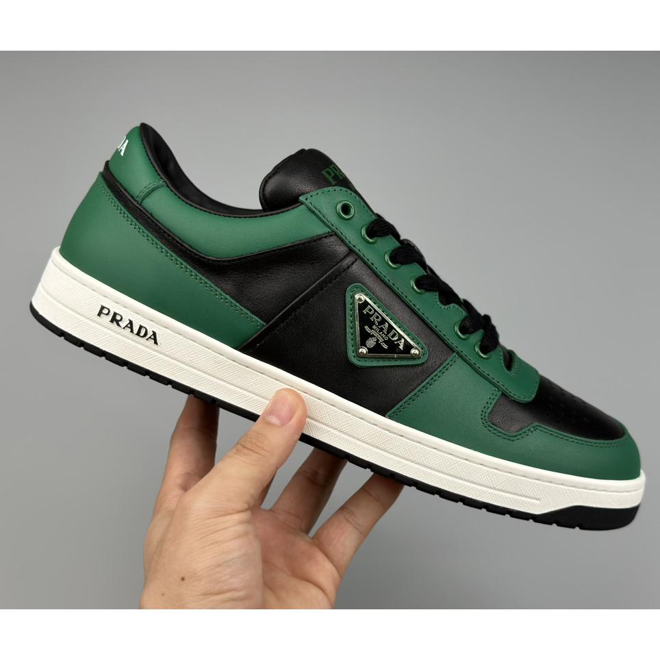 Prada Downtown Logo-plaque Leather Sneakers - DopestKickz