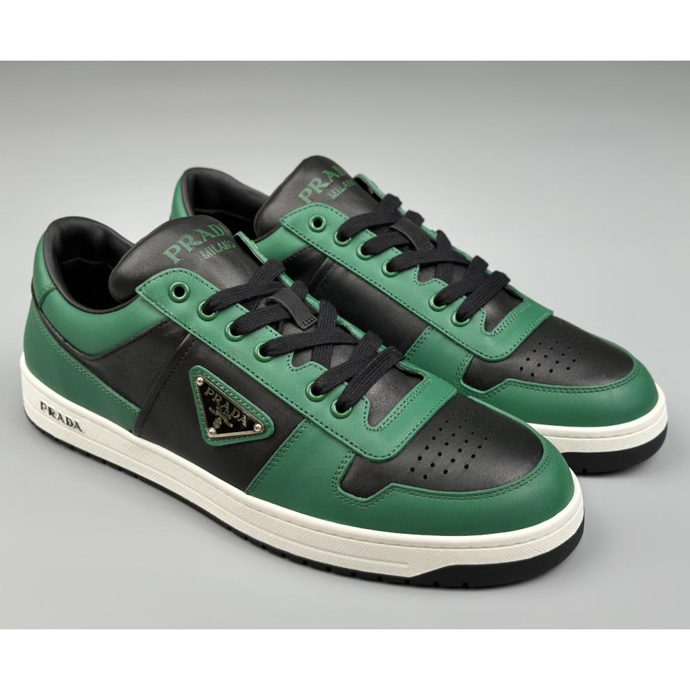 Prada Downtown Logo-plaque Leather Sneakers - DopestKickz
