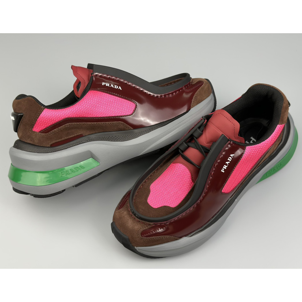 Prada Systeme Brushed Leather Sneakers With Bike Fabric And Suede  - DopestKickz