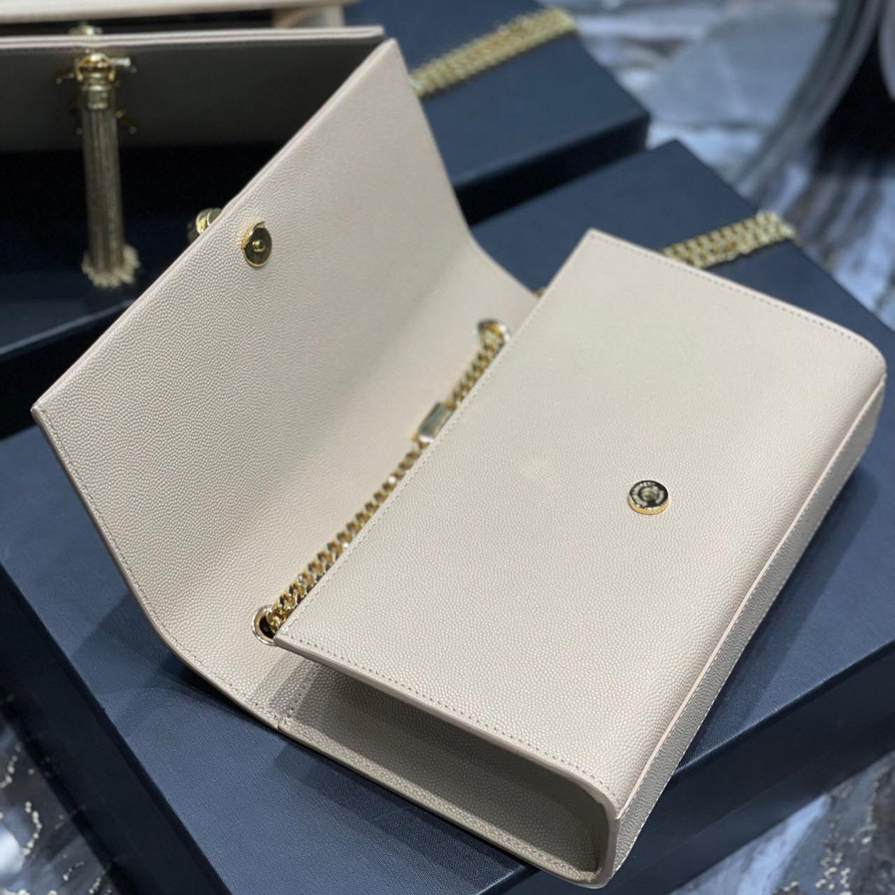 Saint Laurent Kate Chain Wallet WIth Tassel In Grain De Poudre Embossed Leather - DopestKickz