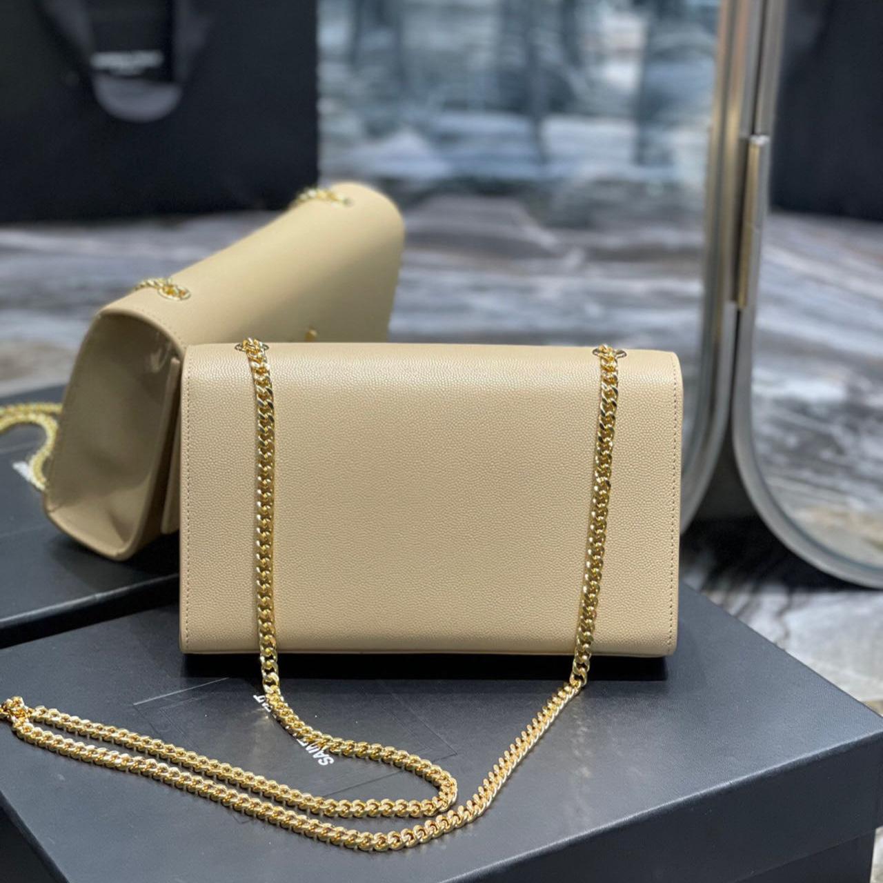 Saint Laurent Kate Chain Wallet WIth Tassel In Grain De Poudre Embossed Leather - DopestKickz