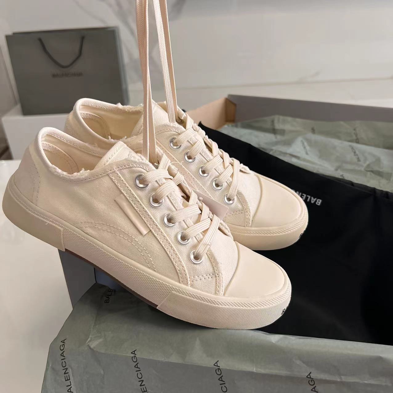 Balenciaga Paris Low Top Sneaker In White  - DopestKickz