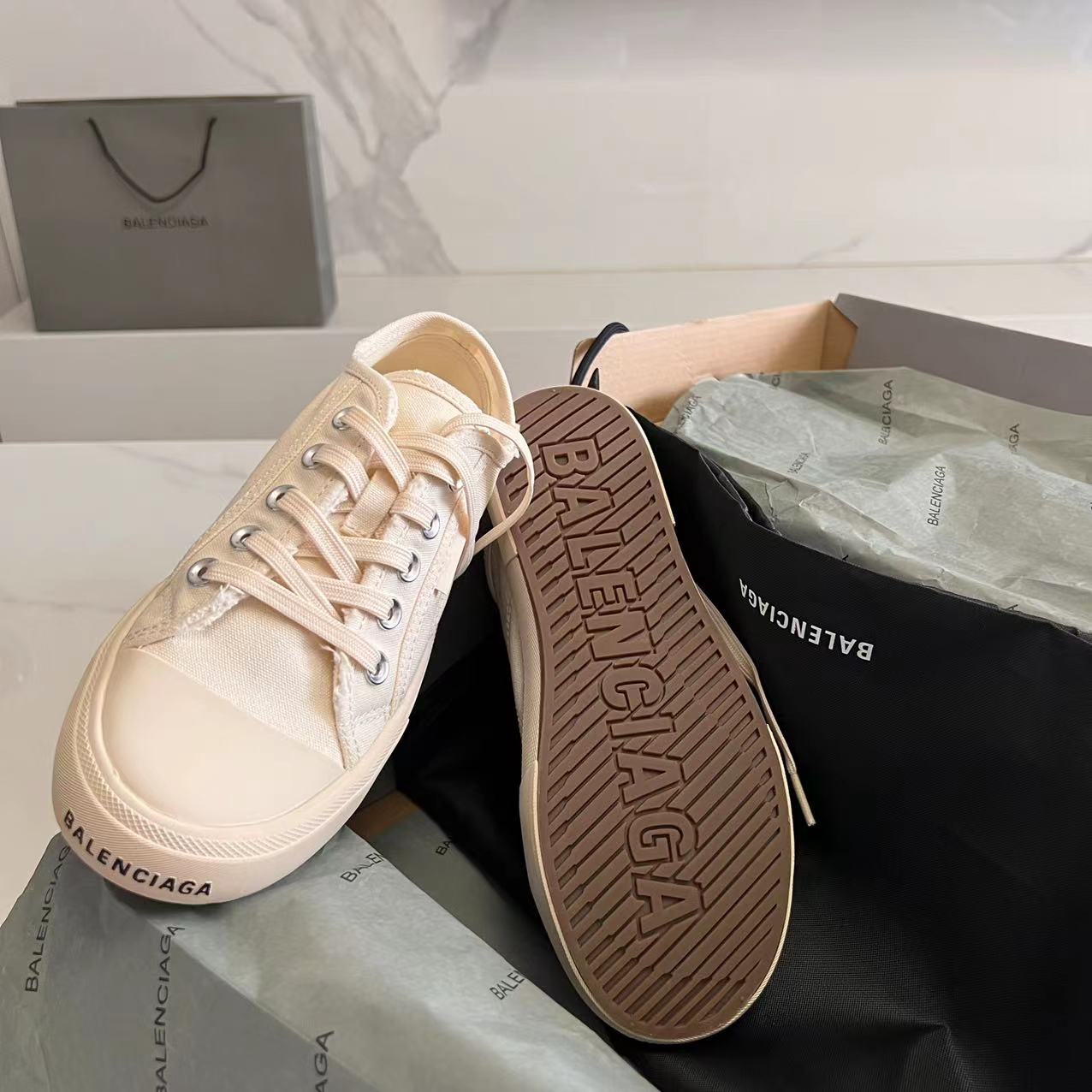 Balenciaga Paris Low Top Sneaker In White  - DopestKickz