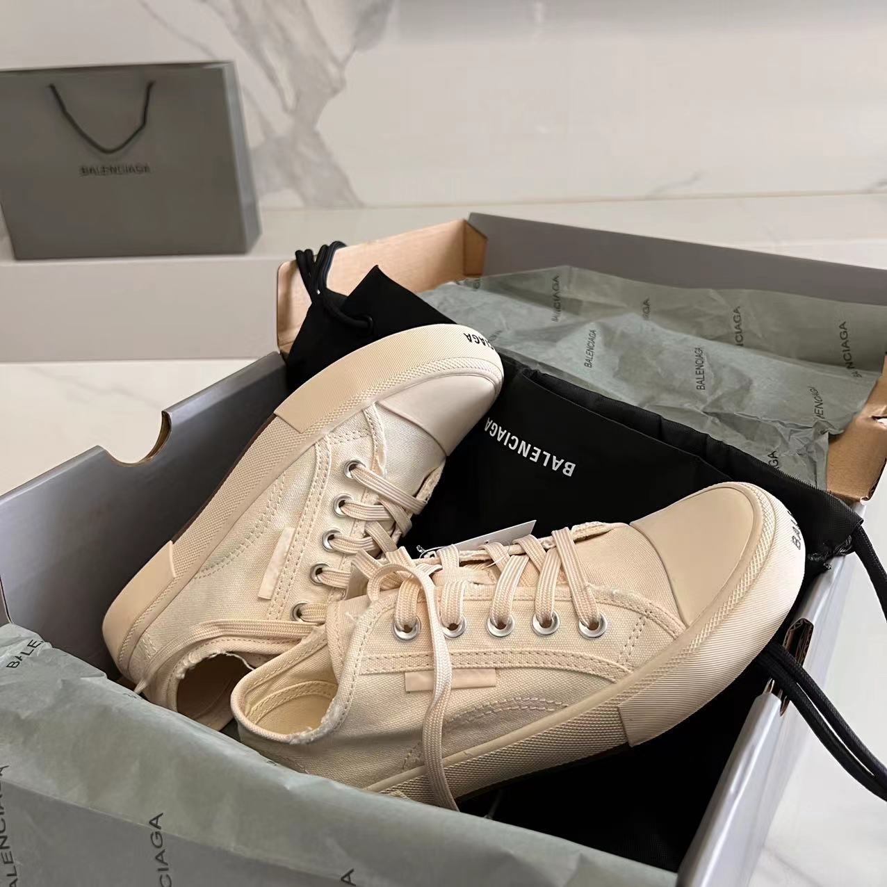 Balenciaga Paris Low Top Sneaker In White  - DopestKickz