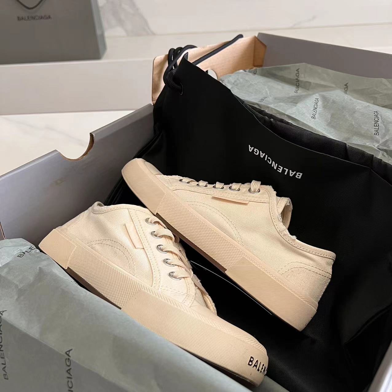 Balenciaga Paris Low Top Sneaker In White  - DopestKickz