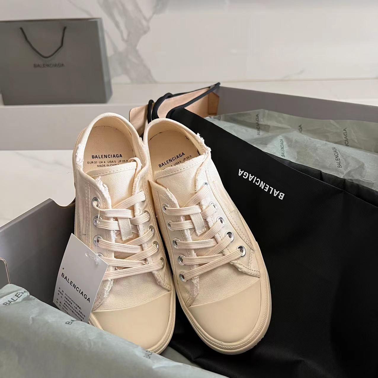 Balenciaga Paris Low Top Sneaker In White  - DopestKickz