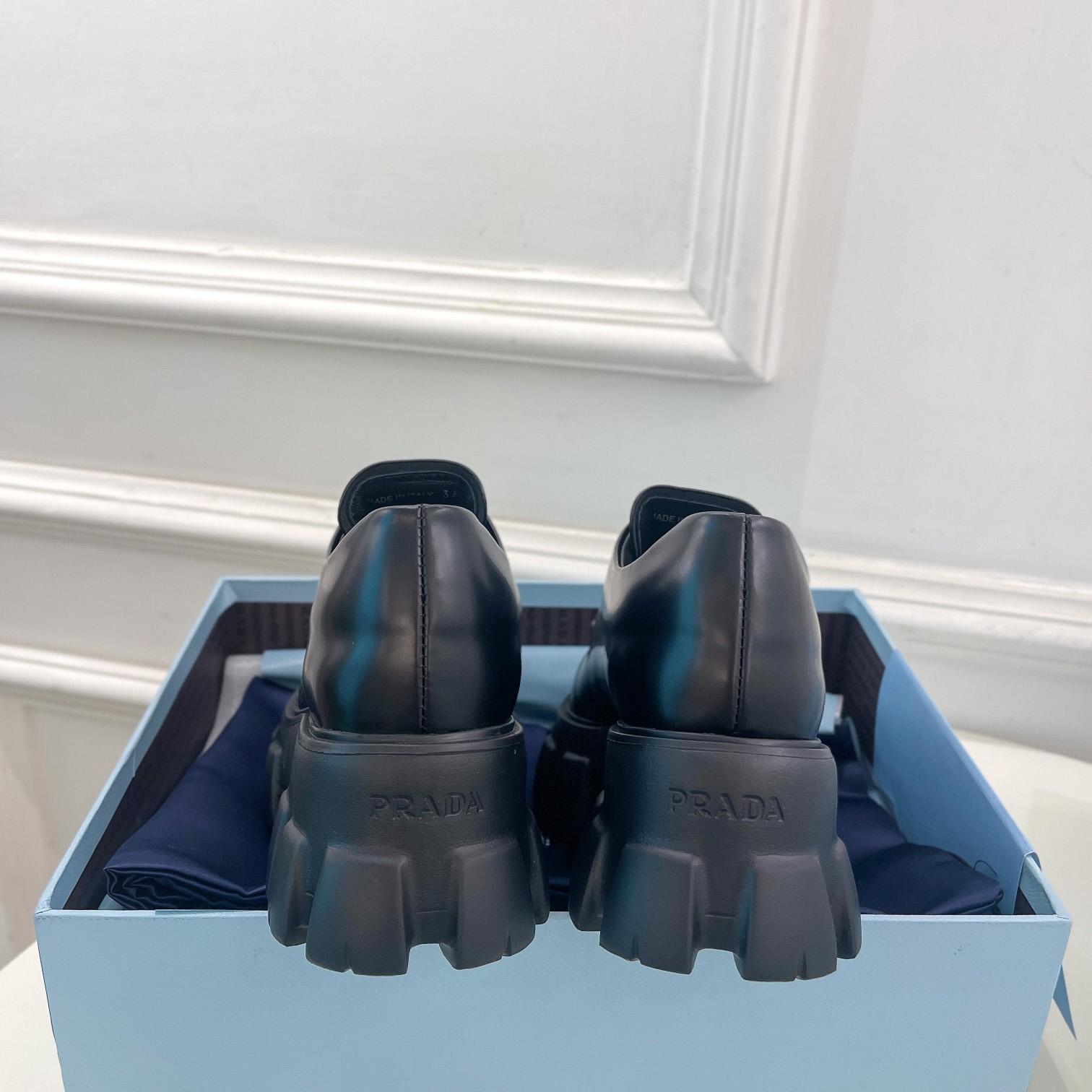 Prada Monolith Brushed Leather Lace-up Shoes - DopestKickz