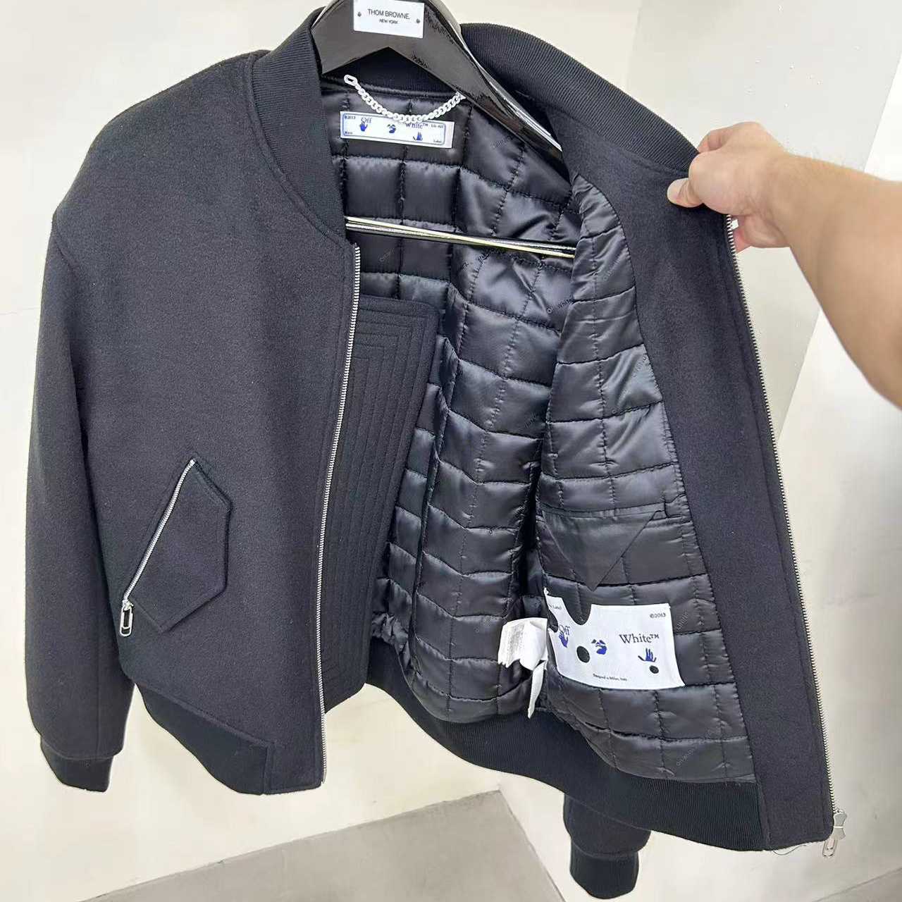 Off-White Slogan-print Bomber Jacket - DopestKickz