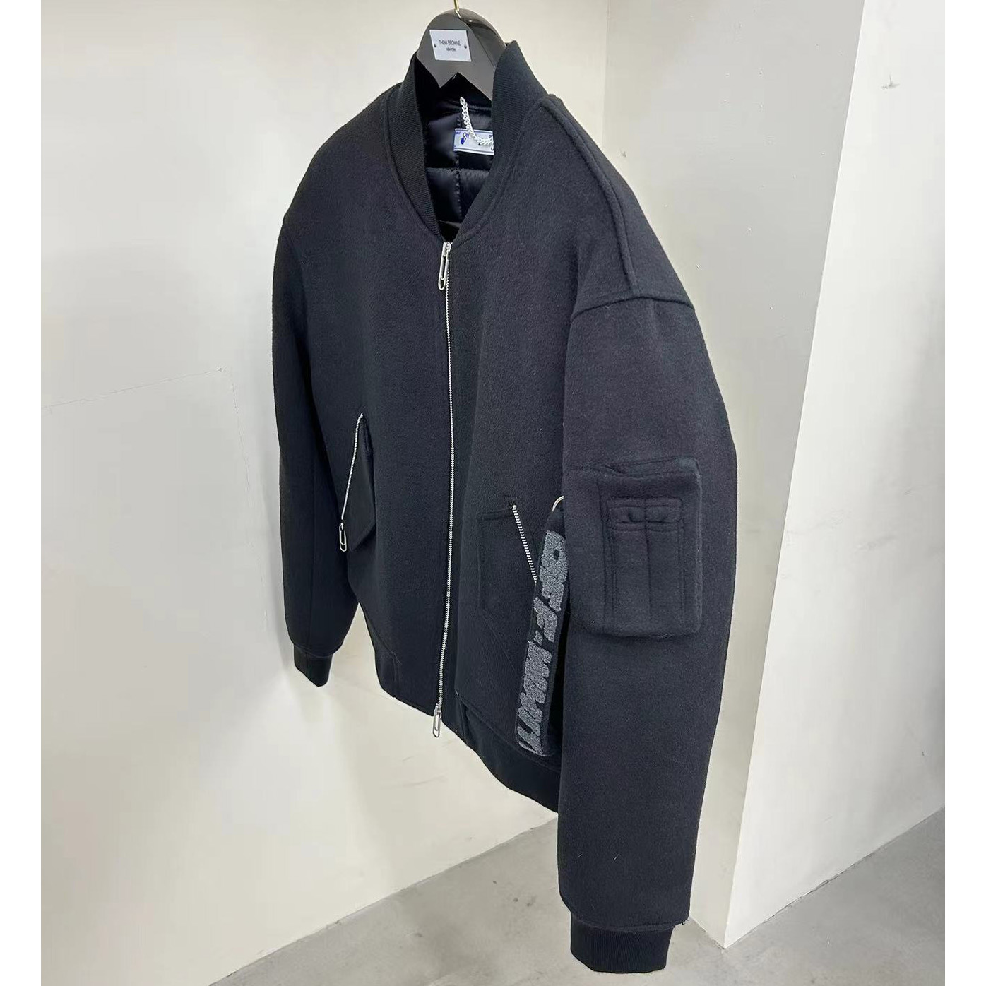 Off-White Slogan-print Bomber Jacket - DopestKickz