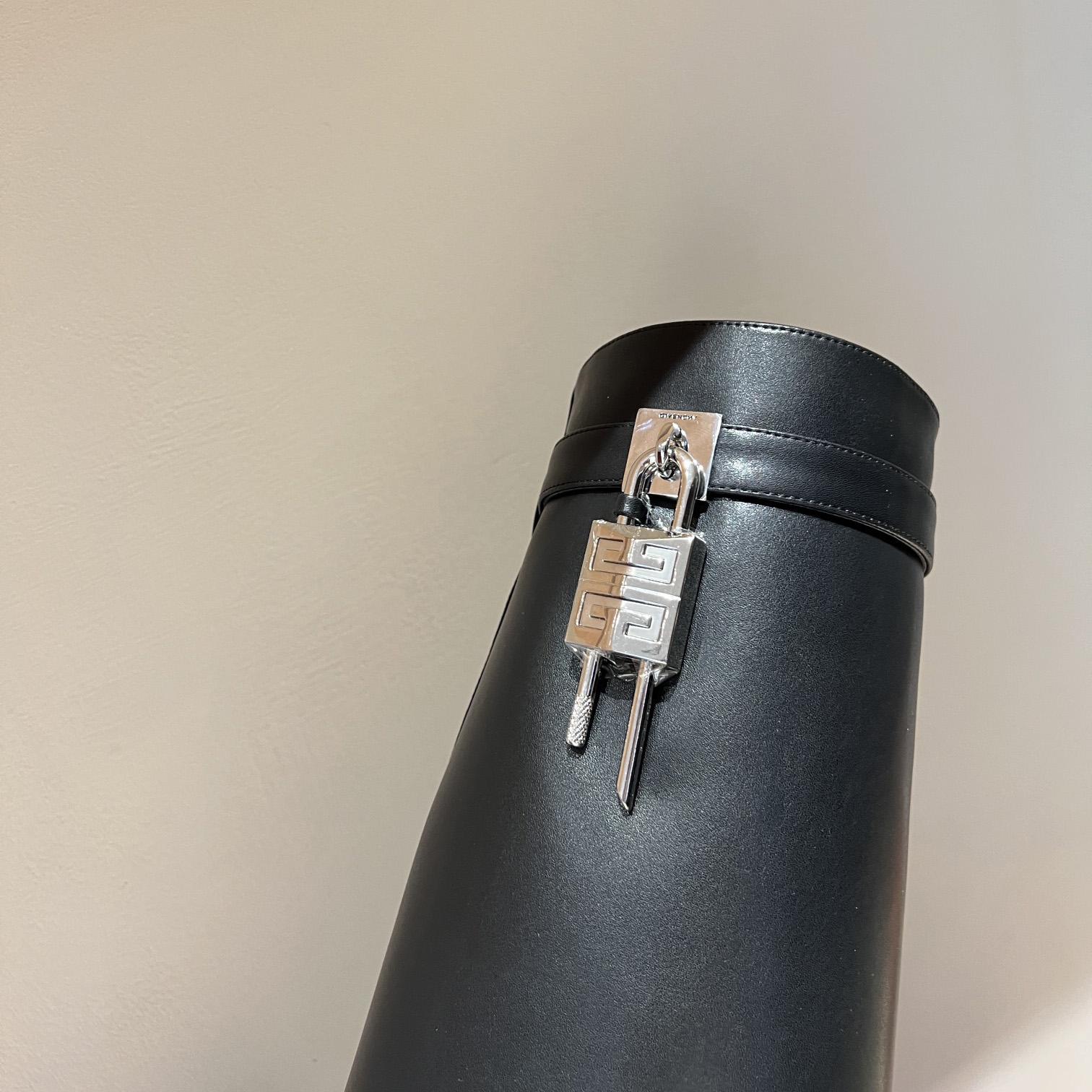 Givenchy Shark Lock Leather Knee-high Boots - DopestKickz