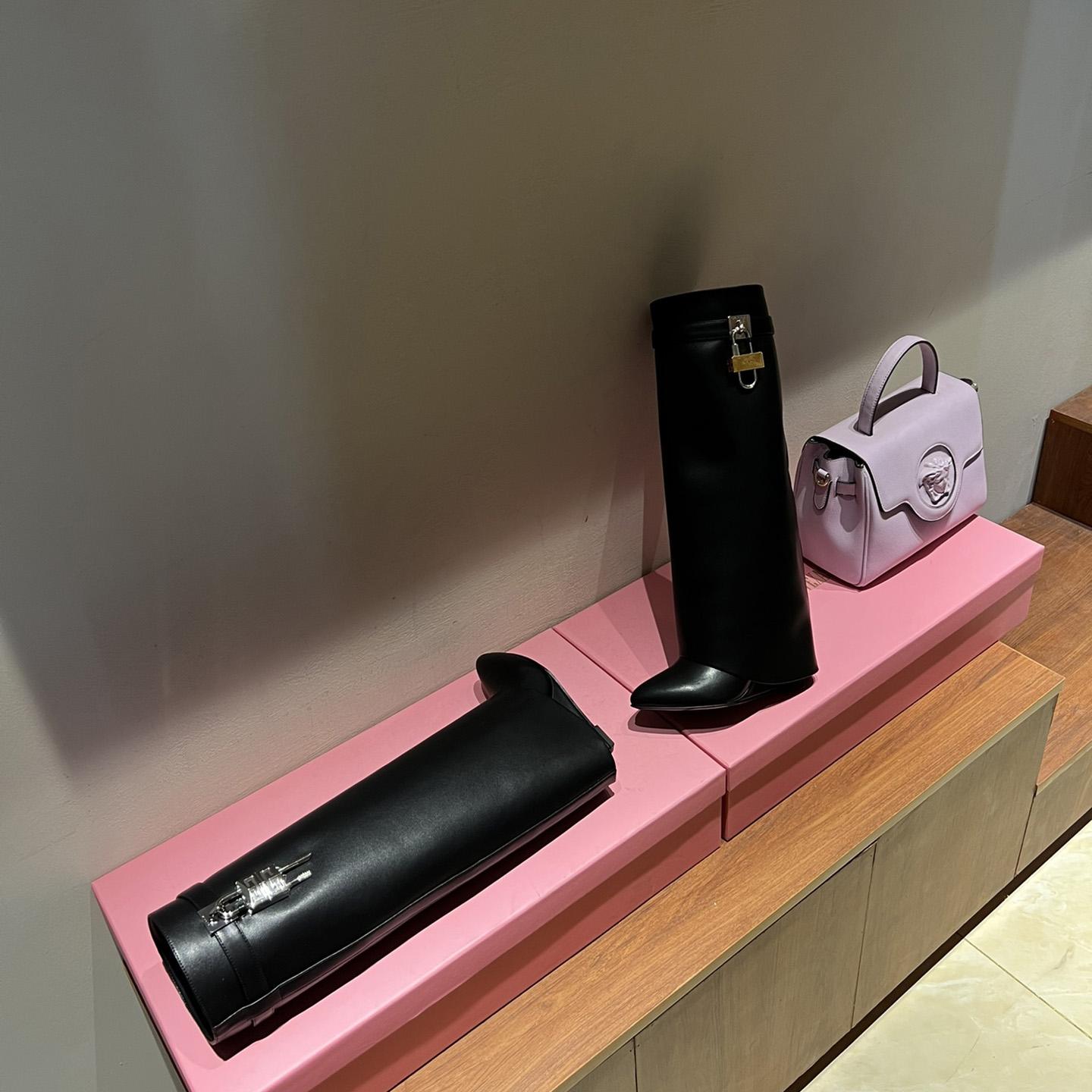 Givenchy Shark Lock Leather Knee-high Boots - DopestKickz