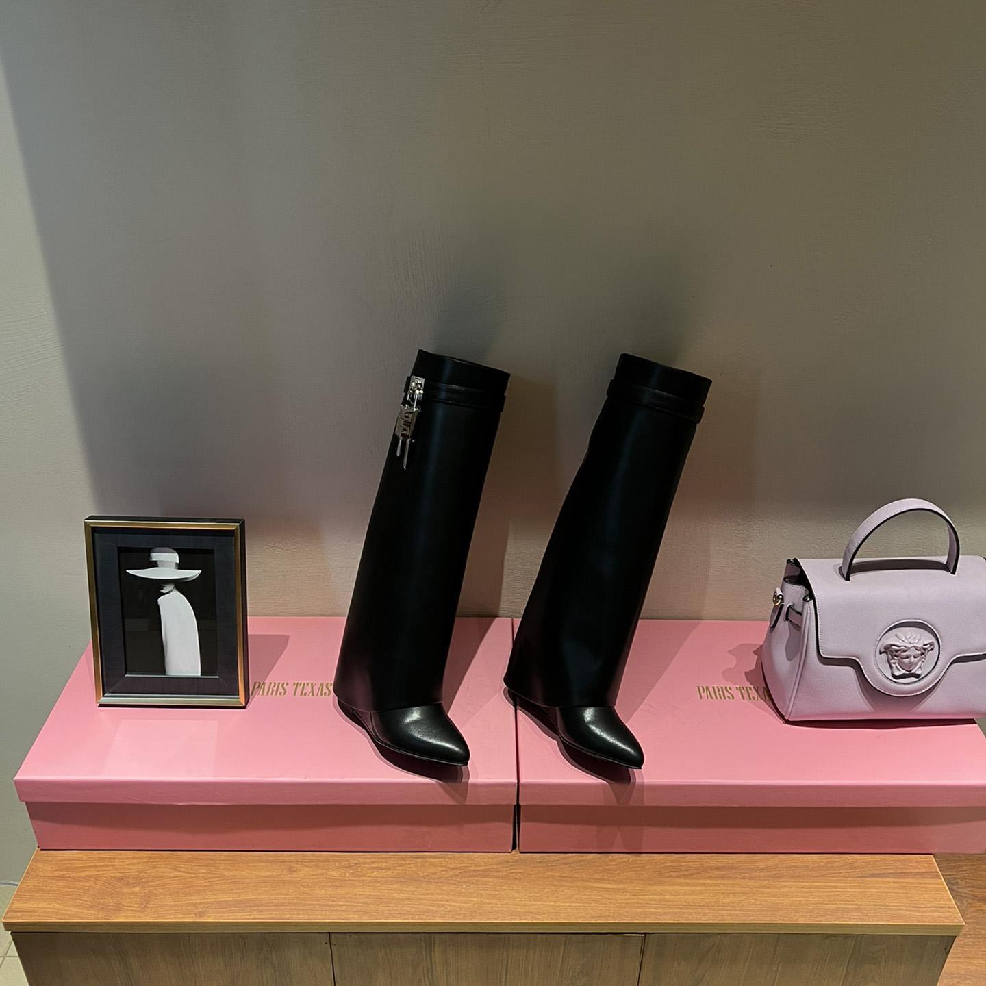 Givenchy Shark Lock Leather Knee-high Boots - DopestKickz