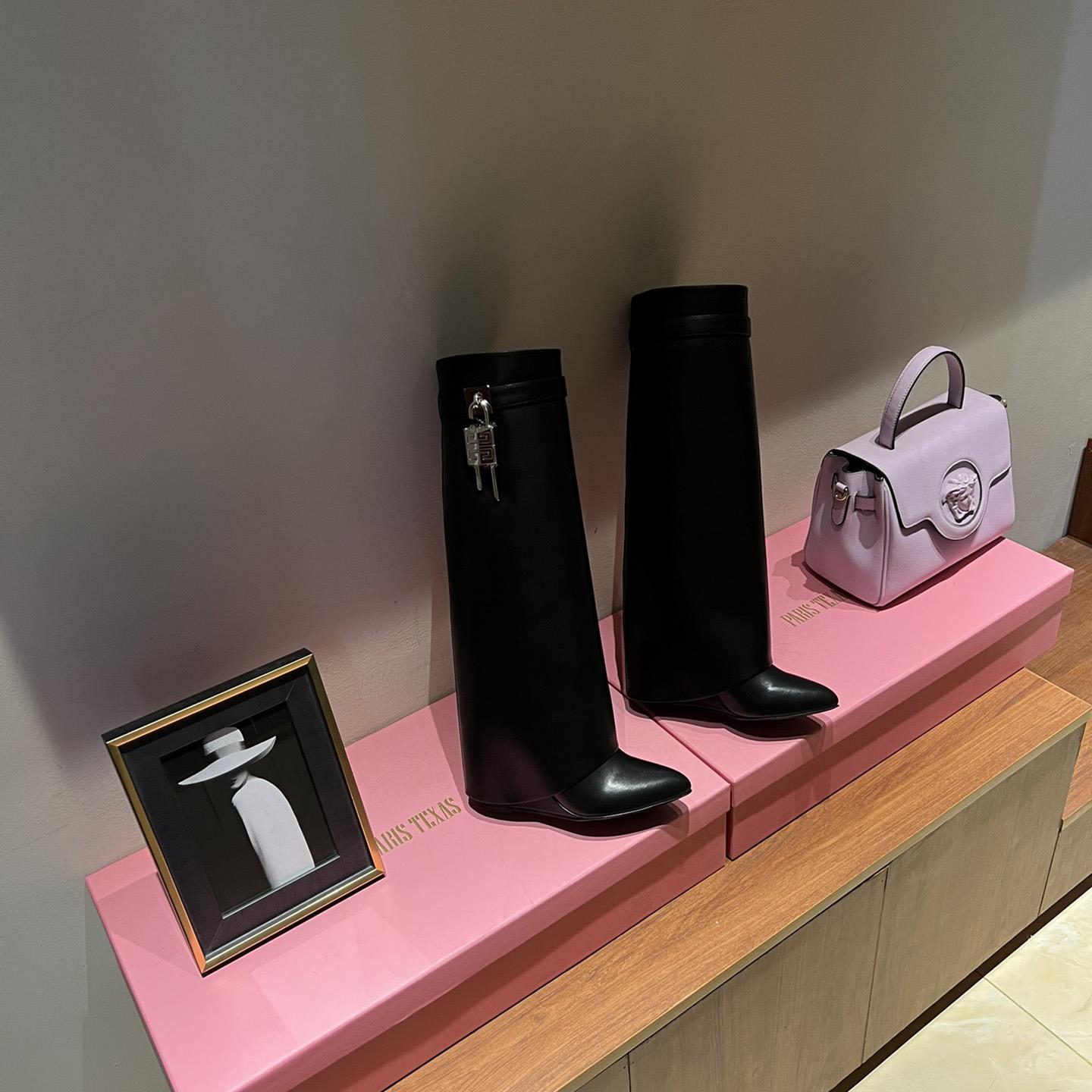 Givenchy Shark Lock Leather Knee-high Boots - DopestKickz