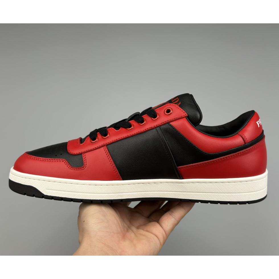 Prada Downtown Logo-plaque Leather Sneakers - DopestKickz