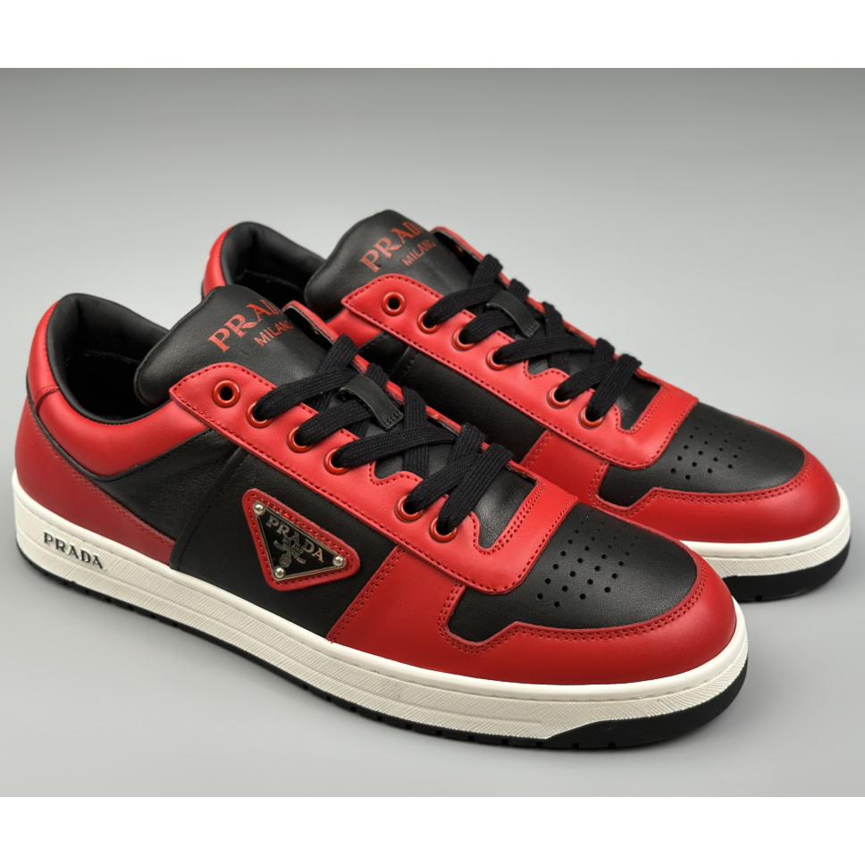 Prada Downtown Logo-plaque Leather Sneakers - DopestKickz