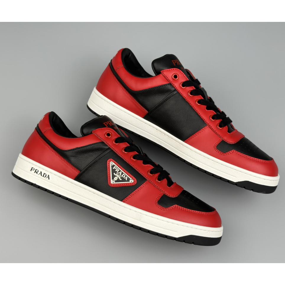 Prada Downtown Logo-plaque Leather Sneakers - DopestKickz