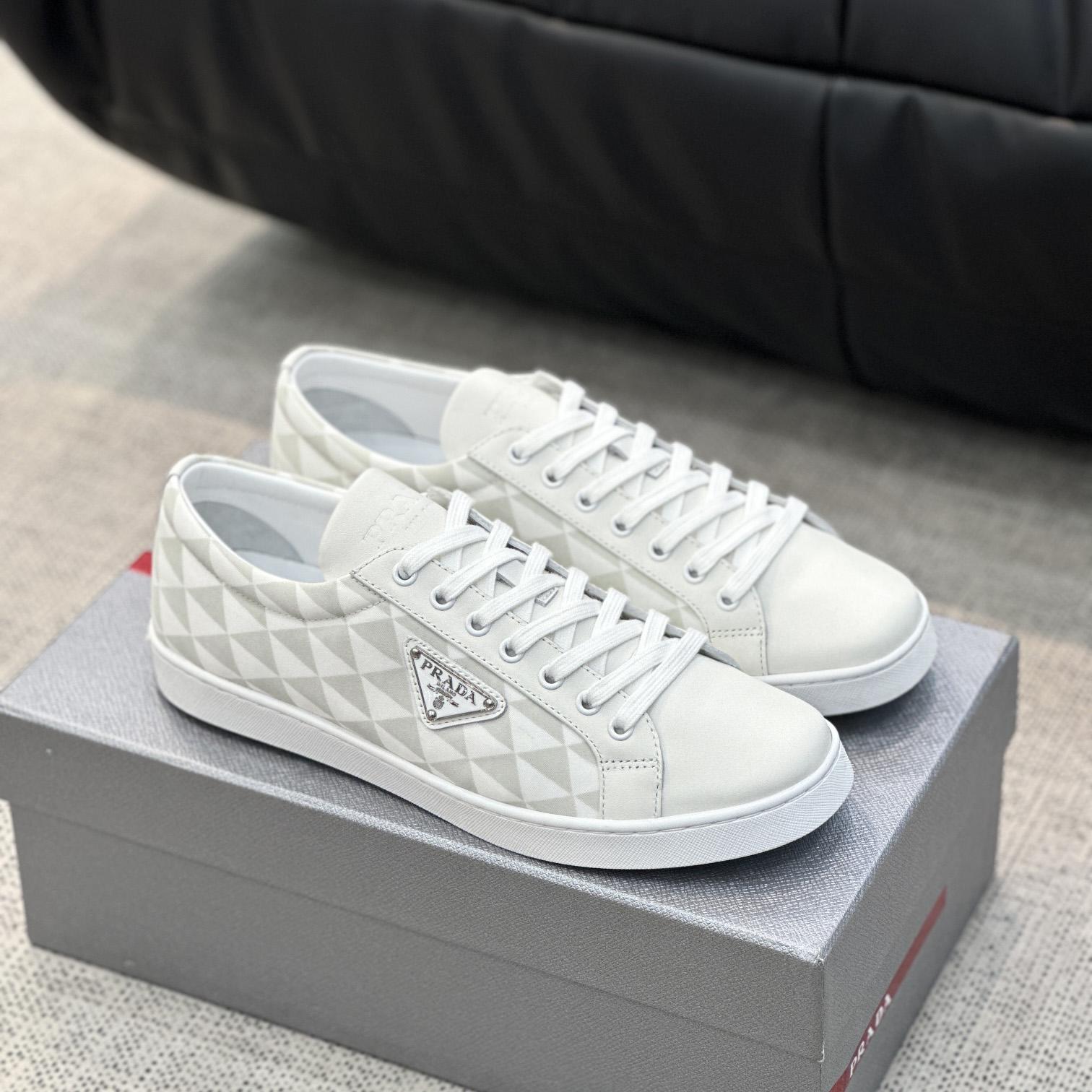 Prada Leather And Re-Nylon Sneakers - DopestKickz