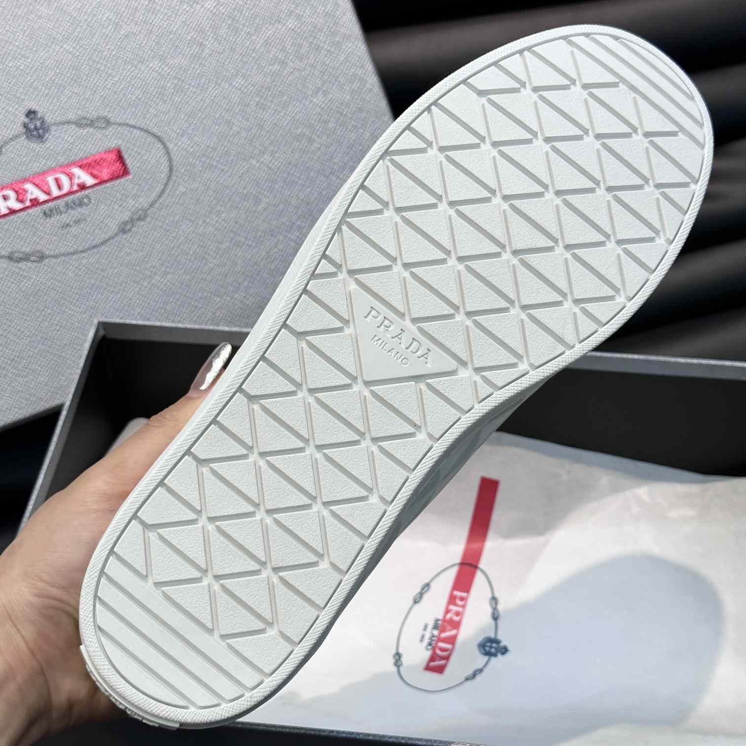 Prada Leather And Re-Nylon Sneakers - DopestKickz