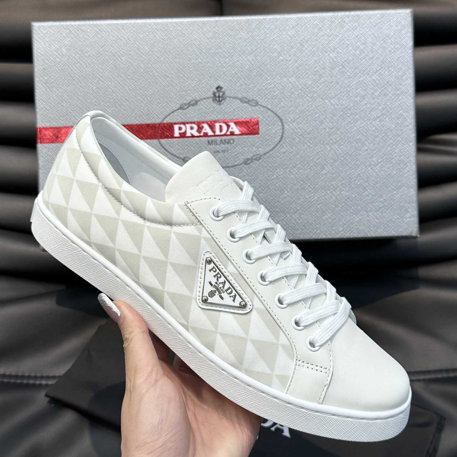 Prada Leather And Re-Nylon Sneakers - DopestKickz