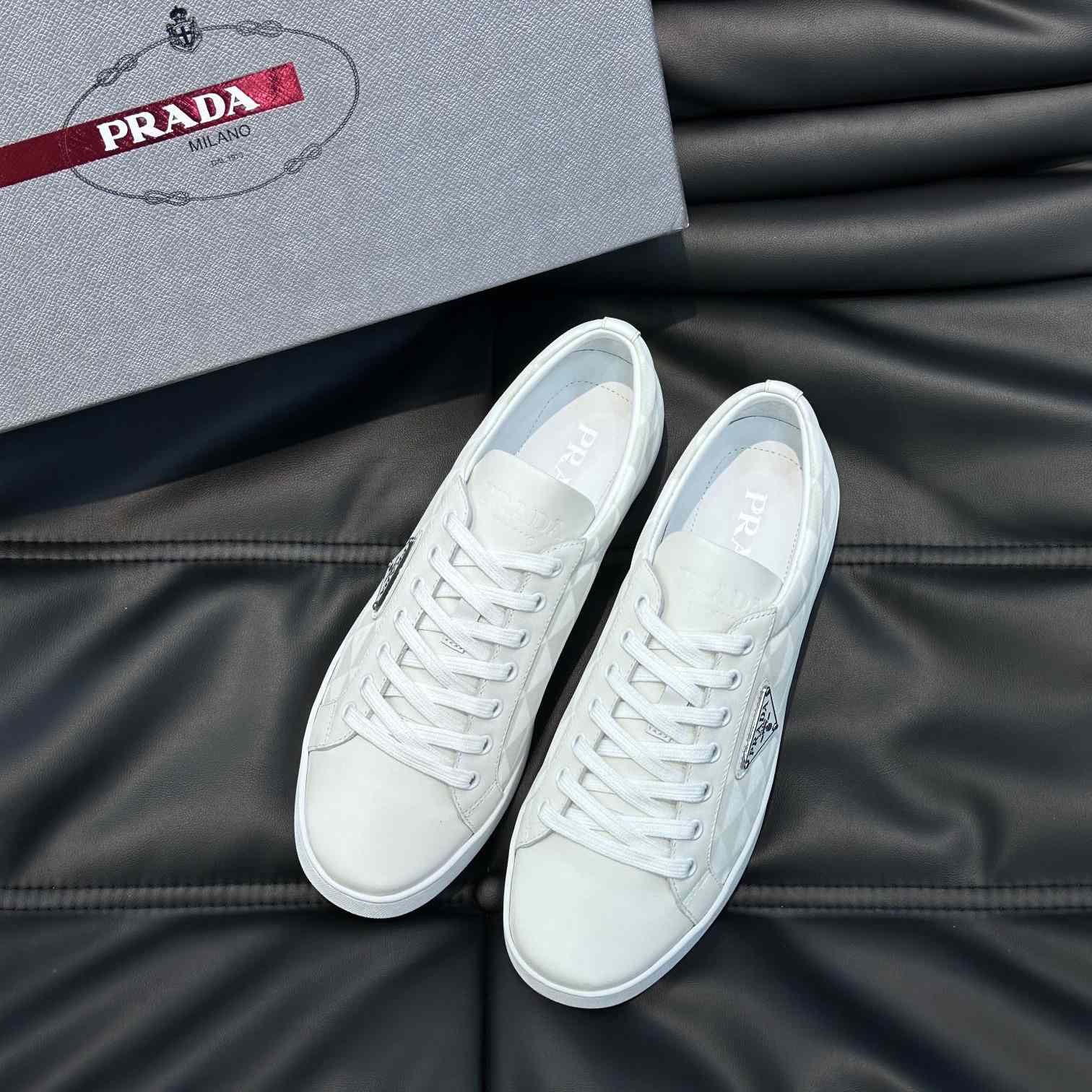 Prada Leather And Re-Nylon Sneakers - DopestKickz