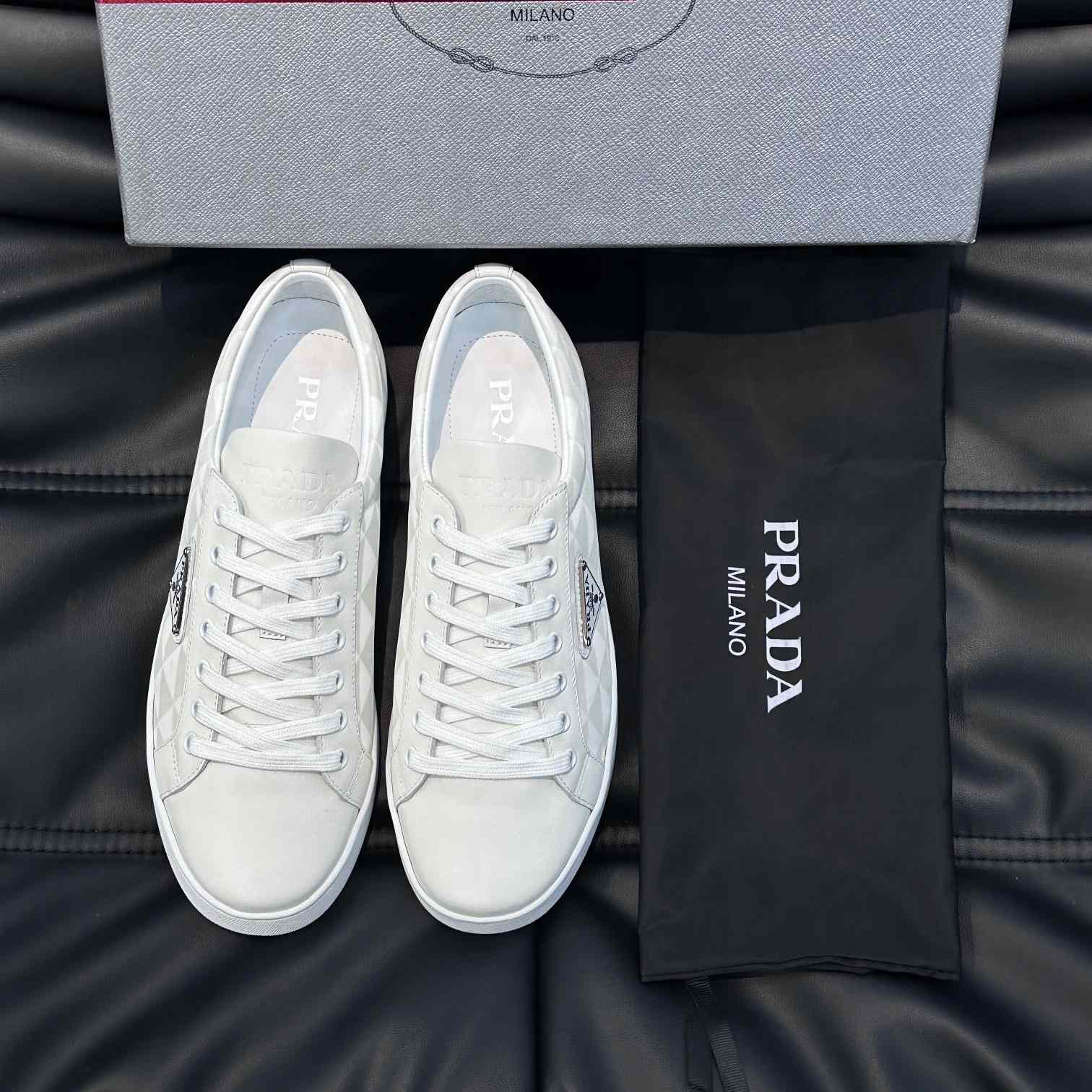 Prada Leather And Re-Nylon Sneakers - DopestKickz