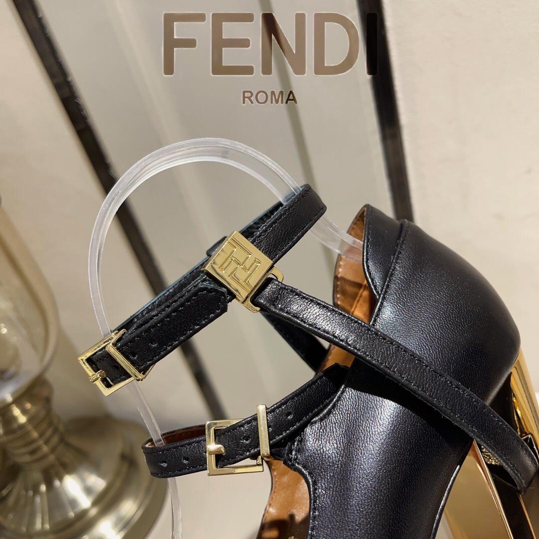 Fendi Delfina Black Leather High-heeled Court Shoes - DopestKickz
