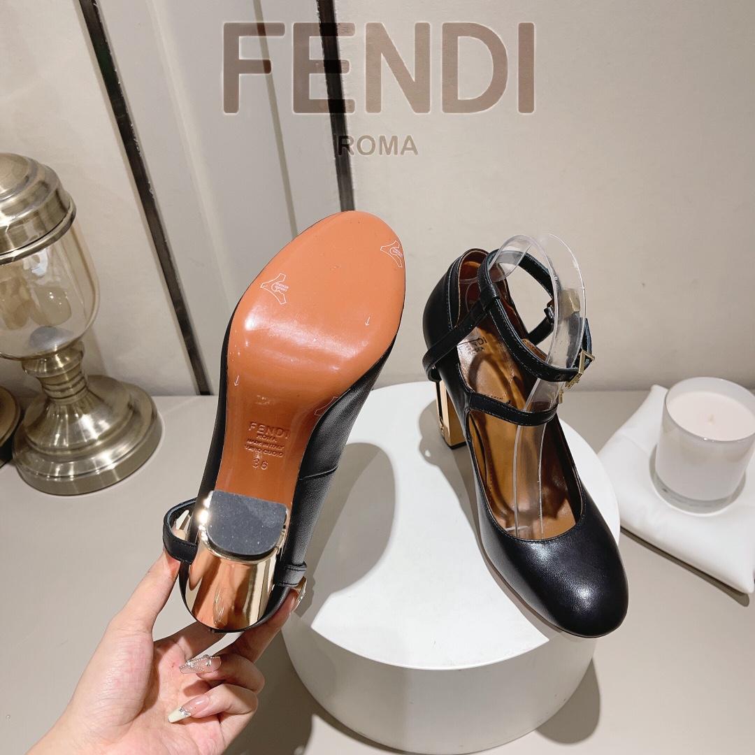 Fendi Delfina Black Leather High-heeled Court Shoes - DopestKickz