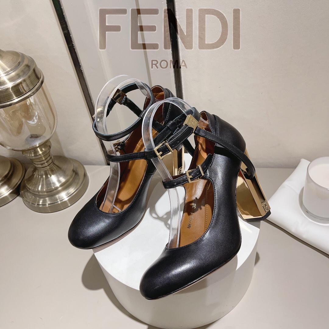 Fendi Delfina Black Leather High-heeled Court Shoes - DopestKickz