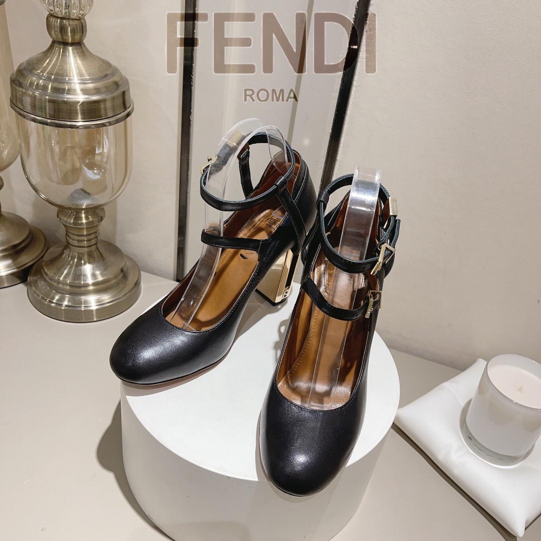 Fendi Delfina Black Leather High-heeled Court Shoes - DopestKickz
