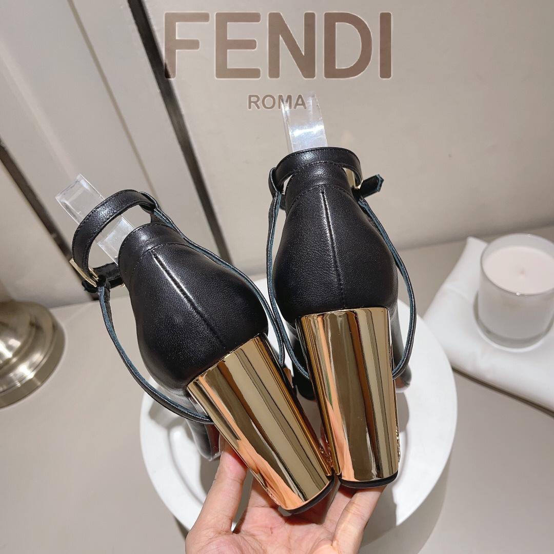 Fendi Delfina Black Leather High-heeled Court Shoes - DopestKickz