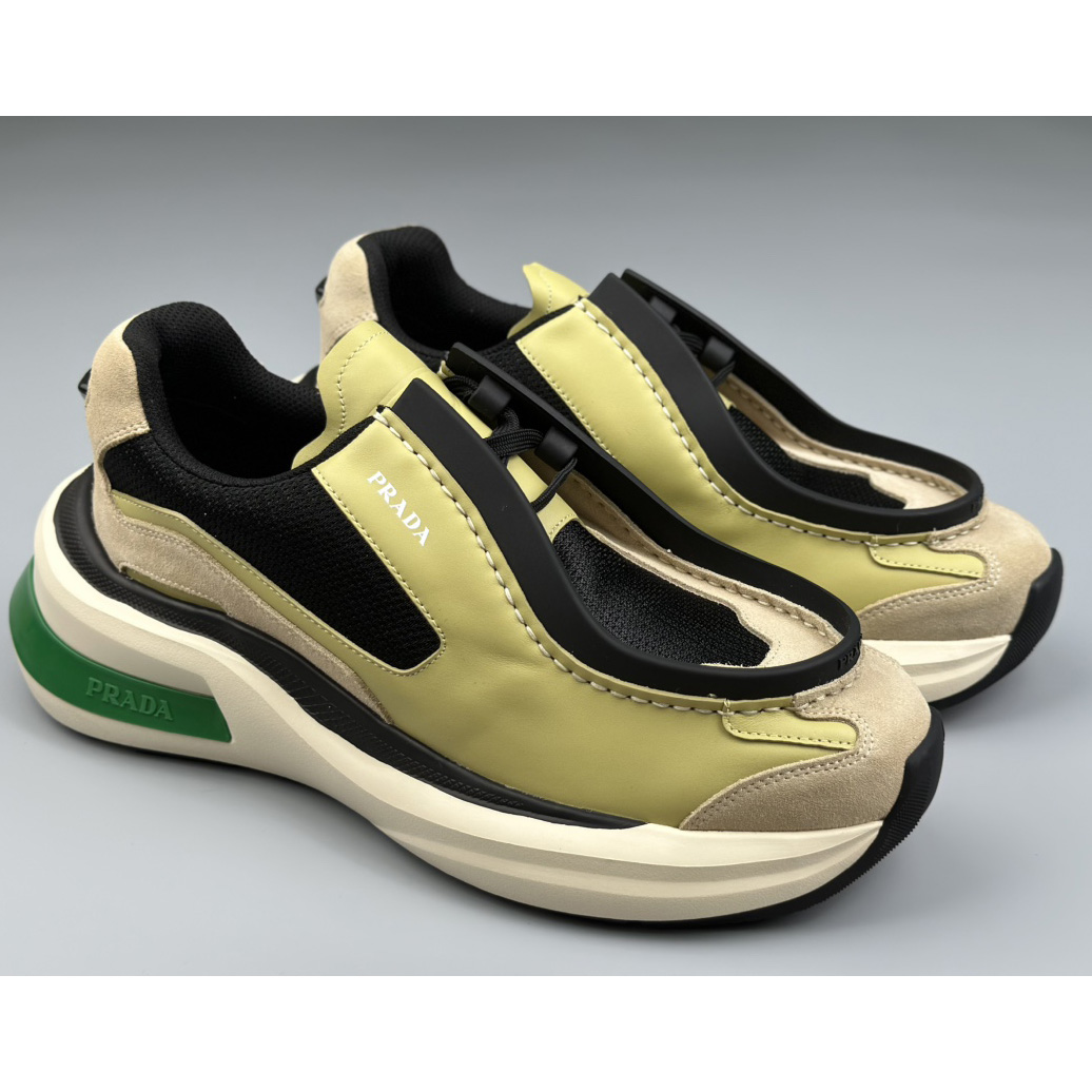 Prada Systeme Brushed Leather Sneakers With Bike Fabric And Suede  - DopestKickz