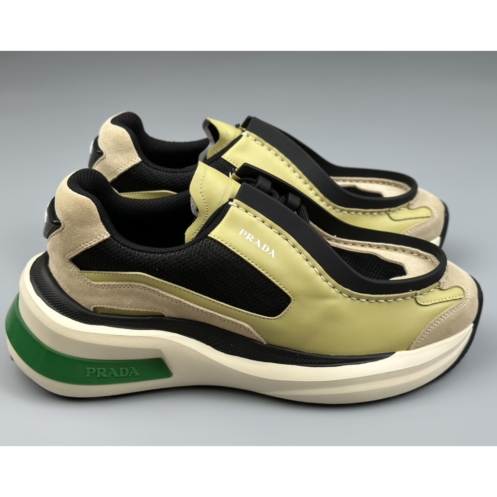 Prada Systeme Brushed Leather Sneakers With Bike Fabric And Suede  - DopestKickz