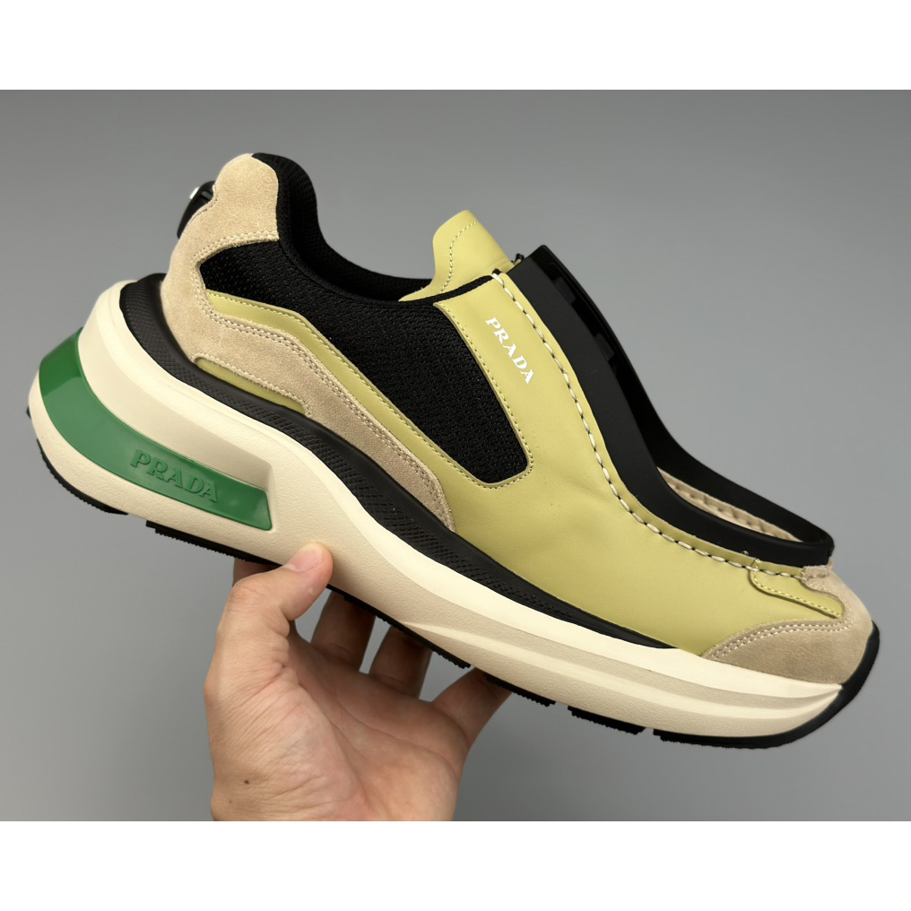 Prada Systeme Brushed Leather Sneakers With Bike Fabric And Suede  - DopestKickz