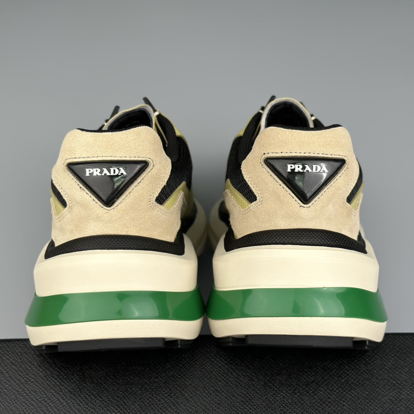 Prada Systeme Brushed Leather Sneakers With Bike Fabric And Suede  - DopestKickz