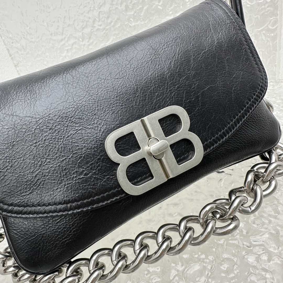 Balenciaga BB Soft Small Flap Bag In Black - DopestKickz